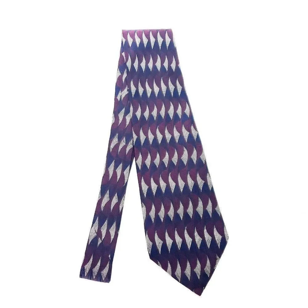 Ferrell Reed Silk Tie Red Blue Geometric England Wide‎